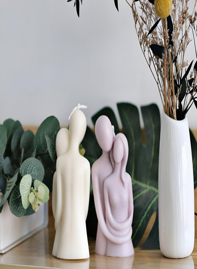 لوسيس شموع لوسيس المعطرة للأزواج، مصنوعة من شمع الصويا، قطعتان، لون عاجي وبنفسجي، شموع فاخرة مصبوبة يدويًا، شمع الصويا، ديكور منزلي، هدية مميزة لعيد الحب - Image 3